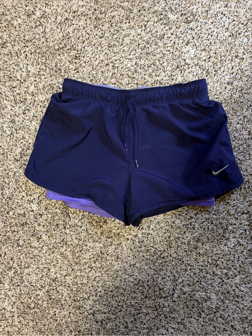 Nike Women's Navy Shorts with Lavender Inner Liner